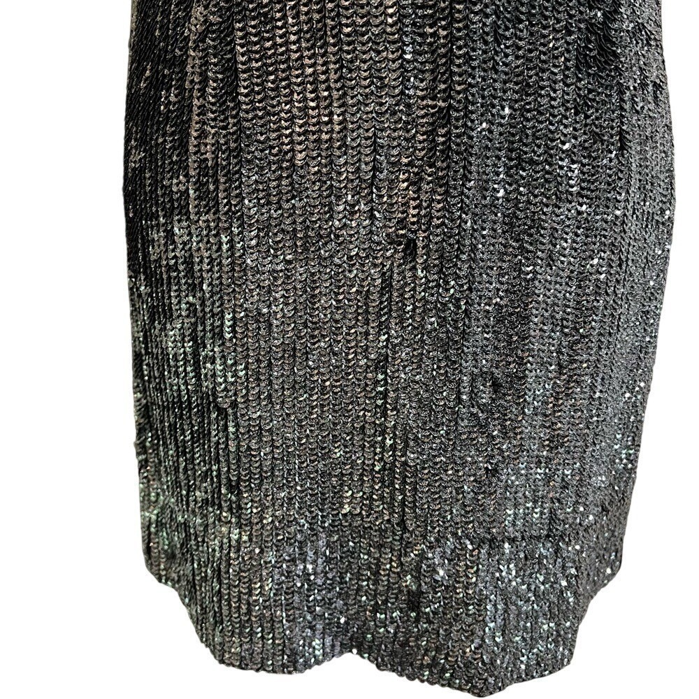 French Connection Sequin Beaded Mini Dress Black Metallic Y2K Party 4 - Picture 11 of 12